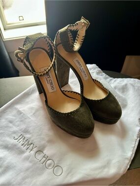 Jimmy Choo Olive Suede Ankle-Strap Daphne 120 Pumps